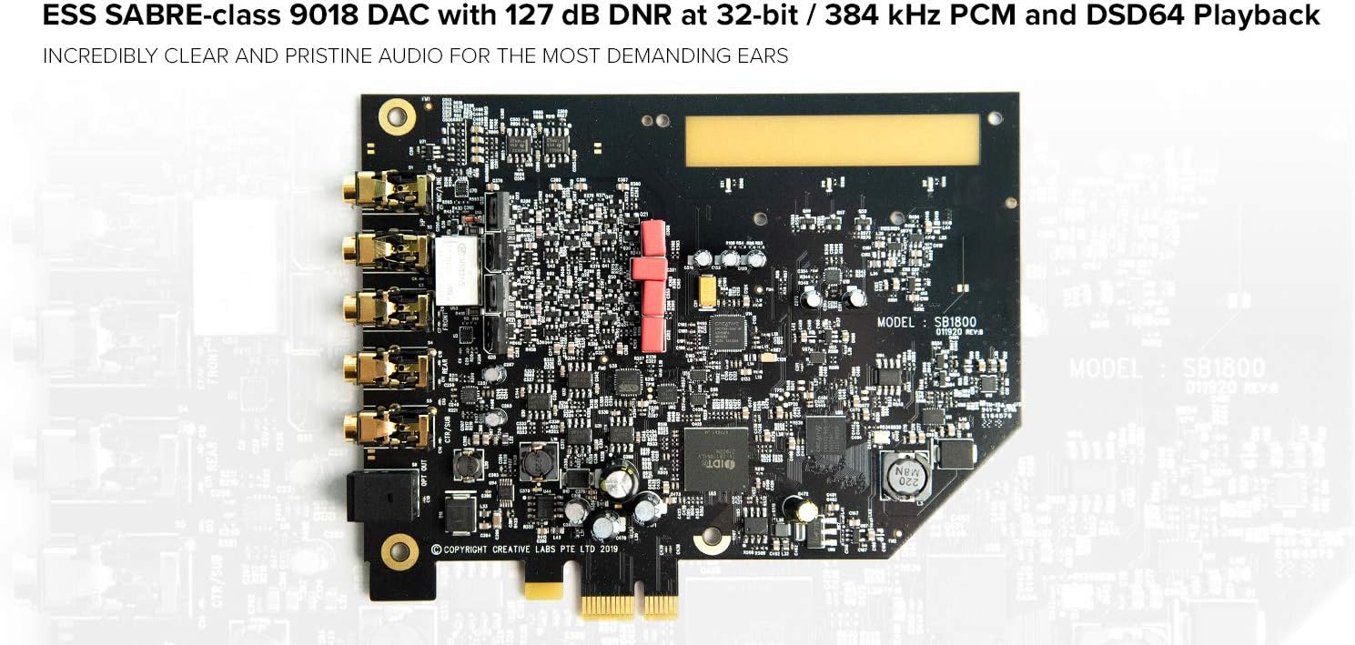 Creative Sound Blaster AE-7 Hi-Res Internal PCIe Sound Card, Quad-Core Processor, 127dB DNR ESS SABRE-class 9018 DAC, Xamp Discrete Custom Bi-amp, Discrete 5.1/Virtual 7.1, Dolby, DTS Encoding (Black) - Image 2