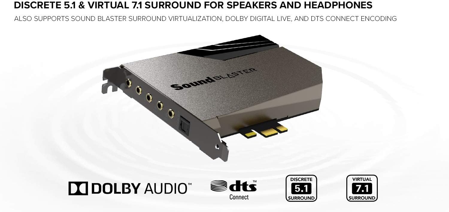Creative Sound Blaster AE-7 Hi-Res Internal PCIe Sound Card, Quad-Core Processor, 127dB DNR ESS SABRE-class 9018 DAC, Xamp Discrete Custom Bi-amp, Discrete 5.1/Virtual 7.1, Dolby, DTS Encoding (Black) - Image 4